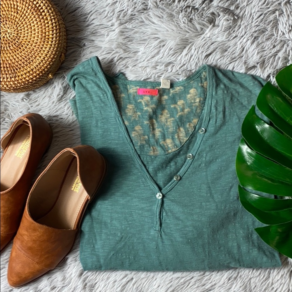 🌺lux teal long sleeve vneck size s